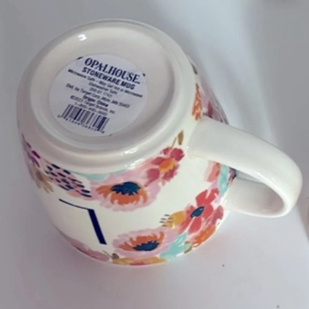 Opalhouse “L” Monogram 16oz Floral Stoneware Mug - Picture 2 of 3